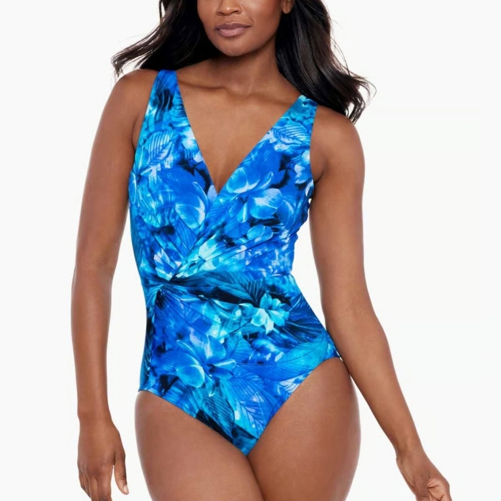 Magicsuit Vibrant Blue Leaf Print One Piece